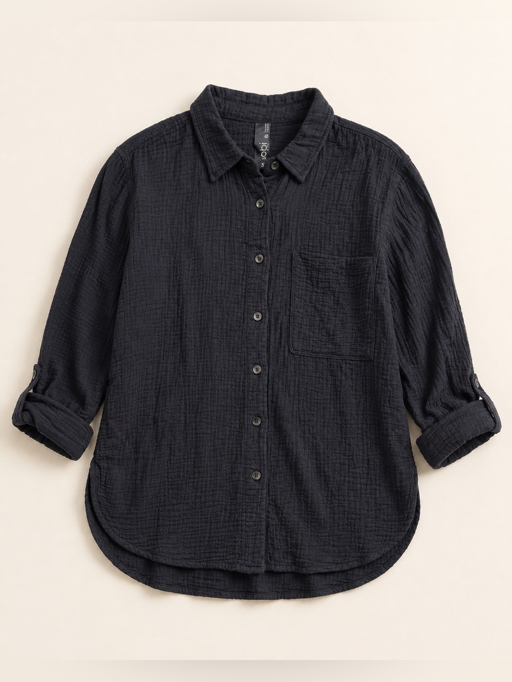 bobi Black Gauze Button-Down Shirt